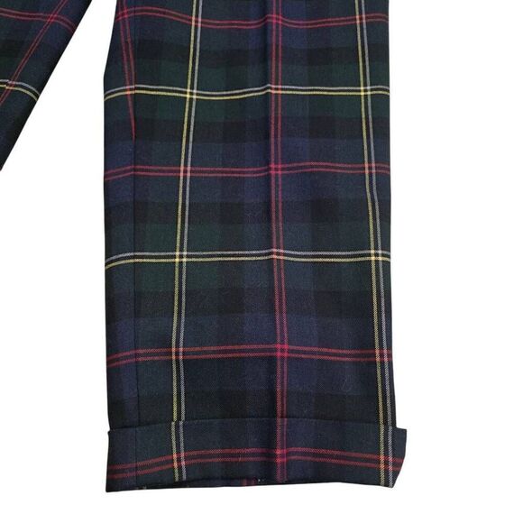 Talbots Hampshire Ankle Pants Womens 16W Navy Green Plaid Cropped Slacks Stretch - Picture 2 of 7